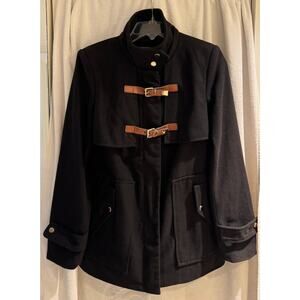 MAREZZI APPAREL Wool-Look Poly Jacket Black Zip+Buckles Size S/CH